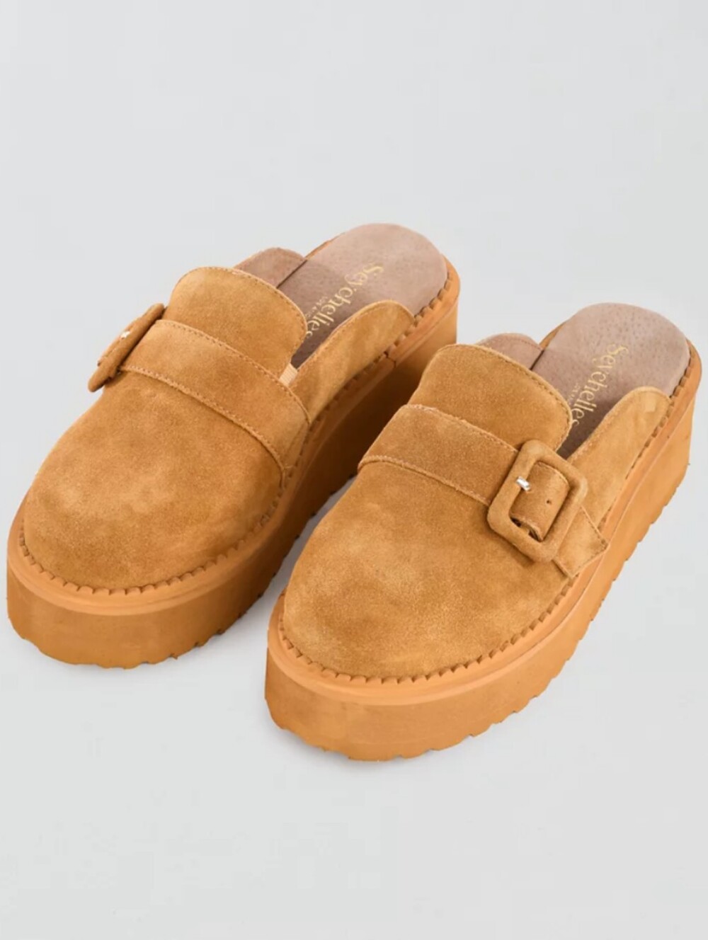 NWT Seychelles Come Together Platform Mules in Tan